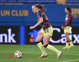 Barcelona V Arsenal Women 2021-22 Prints: Arsenal Women Battle Barcelona in UEFA Champions League: A High-Stakes Showdown in Spain
