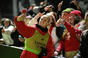 Arsenal Women V Bristol City Women - Conti Cup 2023-24 Prints: Arsenal Women Celebrate Conti Cup Victory: Amanda Ilestedt Amid Cheering Fans