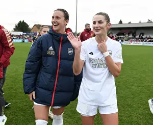 Arsenal Women V Watford Women 2023-24 Prints: Arsenal Women Celebrate FA Cup Victory: Lotte Wubben-Moy and Emily Fox Rejoice after Beating Watford Women