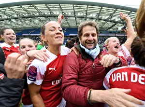 Brighton And Hove Albion Women V Arsenal Women 2018-19 Prints: Arsenal Women Celebrate FA WSL Victory: Joe Montemurro and Katie McCabe