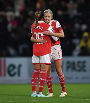 Arsenal Women V Everton Women 2022-23 Prints: Arsenal Women Celebrate FA WSL Victory: Noelle Maritz and Leah Williamson Embrace Triumph