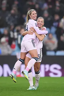 Arsenal Women Celebrate Fourth Goal Against Aston Villa in Barclays WSL Clash