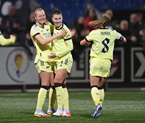 HB Koge V Arsenal Women 2021-22 Prints: Arsenal Women Celebrate Goal Against HB Koge in UEFA Champions League
