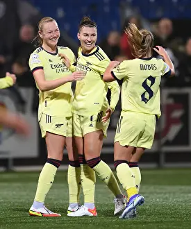 Arsenal Women Celebrate Goal: Triumphant Moment as Catley, Maanum, and Nobbs Rejoice