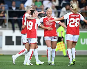 Arsenal Women Celebrate Goals in UEFA Champions League Victory over Linkopings FC, Sweden (2023-24)