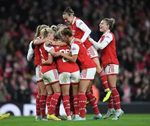 Arsenal Women V Manchester United Women 2022-23 Prints: Arsenal Women Celebrate Laura Wienroith's Goal Against Manchester United in FA WSL (2022-23)