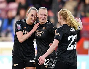 Arsenal Women Celebrate Stina Blackstenius's Goal Against Brighton & Hove Albion in FA WSL (2022-23)