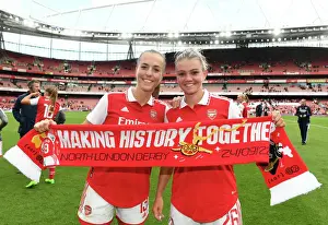 Arsenal Women Celebrate Victory: Lia Walti and Laura Wienroither's Emotional Moment at Emirates Stadium