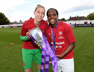 Arsenal Women V Manchester City Women 2018-19 Prints: Arsenal Women Celebrate WSL Title with Sari van Veenendaal and Danielle Carter