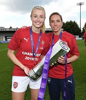 Images Dated 11th May 2019: Arsenal Women Celebrate WSL Title Triumph with Leah Williamson and Jordan Nobbs