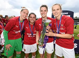Arsenal Women Celebrate WSL Title with Van Veenendaal, Van de Donk, Bloodworth, and Miedema