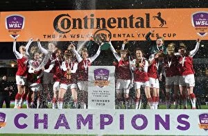 Arsenal Women v Manchester City Ladies - Continentail Cup Final Collection: Arsenal Women with the Continental Cup Trophy. Arsenal Women 1: 0 Manchester City Ladies