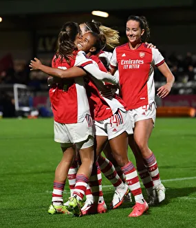 Arsenal Women V Tottenham Hotspur Women - FA Cup 2021-22 Prints: Arsenal Women Crush Tottenham Hotspur Women 4-0 in FA Cup Quarterfinals: Nikita Parris and Tobin Heath Celebrate
