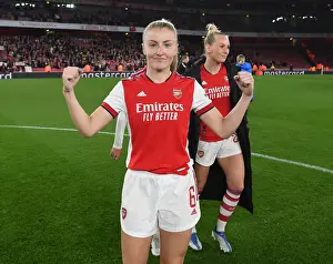 Arsenal Women Defender Leah Williamson Reacts After Victory Over Tottenham Hotspur in FA WSL Match