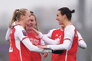 Images Dated 27th November 2023: Arsenal Women: Frida Maanum Scores Historic First Goal Against West Ham United in WSL