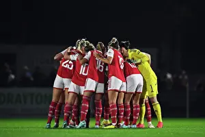 Arsenal Women Huddle Before Kick-off Against West Ham United in FA WSL Match