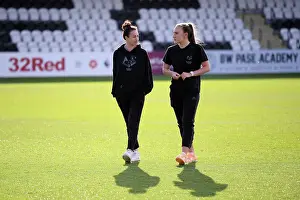 Arsenal Women: Jodie Taylor and Teyah Goldie Conduct Pre-Match Pitch Inspection at Meadow Park
