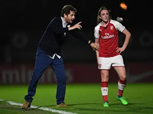 Arsenal Women: Joe Montemurro Coaches Lisa Evans during WSL Match