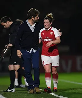 Arsenal Women V Reading Women 2017-18 Prints: Arsenal Women: Joe Montemurro and Emma Mitchell during their WSL Match against Reading Ladies