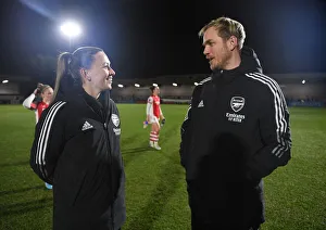 Arsenal Women V Brighton And Hove Albion Women 2021-22 Prints: Arsenal Women: Jonas Eidevall and Katie McCabe Discuss Match Strategies after Arsenal Women vs