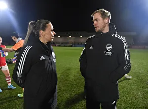 Arsenal Women V Brighton And Hove Albion Women 2021-22 Prints: Arsenal Women: Jonas Eidevall and Katie McCabe Discuss Post-Game Strategies