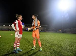 Arsenal Women v Brighton & Hove albion Women 2021-22 Collection: Arsenal Women: Kim Little and Manuela Zinsberger Celebrate Gritty FA WSL Draw Against Brighton