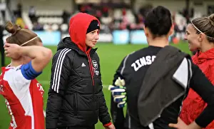 Arsenal Women V Manchester City Women 2023-24 Prints: Arsenal Women: Leah Williamson's Passionate Team Talk with Teammates After Arsenal vs Manchester City