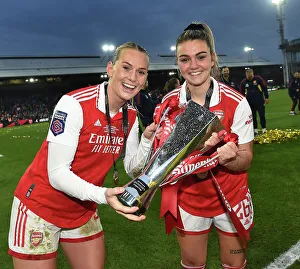 Arsenal Women V Chelsea Women - Conti Cup Final 2023 Prints: Arsenal Women Lift the FA WSL Cup: Stina Blackstenius and Laura Wienroither Celebrate Victory over Chelsea