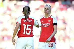 Arsenal V Aston Villa 2023-24 Prints: Arsenal Women: McCabe and Ilestedt in Deep Conversation on the Emirates Pitch (2023-24)