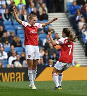 Brighton And Hove Albion Women V Arsenal Women 2018-19 Prints: Arsenal Women: Miedema and Van de Donk Celebrate Goal Against Brighton