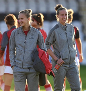 Arsenal Women V Everton Ladies - Pre Season 2017-18 Prints: Arsenal Women: Miedema and Van Veenendaal Preparing for Action during 2017 Pre-Season Training