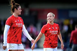 Arsenal Women V Manchester City Women 2023-24 Prints: Arsenal Women: Pre-Match Connection - Beattie and Mead Unite Before Battle Against Manchester City