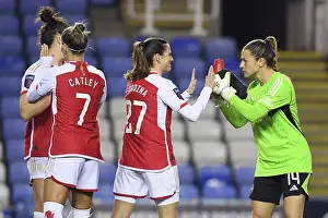 Reading Women V Arsenal Women - Conti Cup 2023-24 Prints: Arsenal Women: Pre-Match Huddle with Sabrina D'Angelo and Laia Codina Ahead of Reading Clash