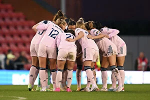 Images Dated 20th April 2023: Arsenal Women Rally at Half-Time: Manchester United vs. Arsenal, FA Women's Super League