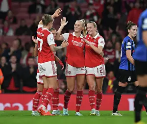 Arsenal Women V FC Zurich Frauen 2022-23 Prints: Arsenal Women Triumph Over FC Zurich in Champions League Group Stage: Lina Hurtig's Hat-Trick Seals Victory