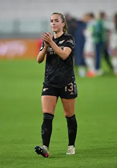 Juventus Women V Arsenal Women 2022-23 Prints: Arsenal Women Triumph Over Juventus: Lia Walti's Emotional Celebration with Fans