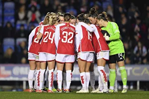Reading Women V Arsenal Women - Conti Cup 2023-24 Prints: Arsenal Women Unite: Huddle Before Second Half vs. Reading in FA WSL Cup