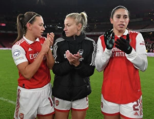 Images Dated 7th December 2022: Arsenal Women Unite: Triumph and Camaraderie After a Taxing UEFA Champions League Clash Against