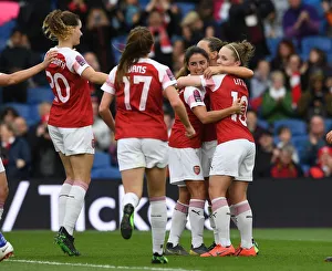 Brighton And Hove Albion Women V Arsenal Women 2018-19 Prints: Arsenal Women: Van de Donk and Little Celebrate Goals Against Brighton & Hove Albion