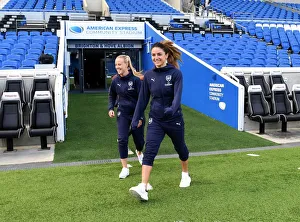 Brighton And Hove Albion Women V Arsenal Women 2018-19 Prints: Arsenal Women: Van de Donk and Mead Prepare for Kick-off Against Brighton & Hove Albion