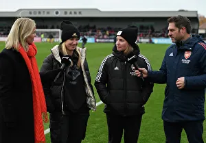 Arsenal Women V Everton Women 2022-23 Prints: Arsenal Women vs. Everton Women: Beth Mead and Kim Little's Half-Time Interview during FA WSL Clash at Meadow Park