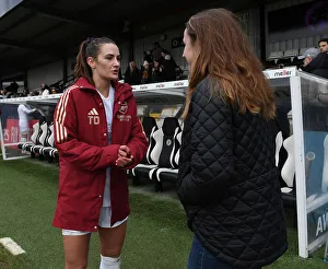 Arsenal Women V Watford Women 2023-24 Prints: Arsenal Women vs. Watford Women: Emily Fox and Heather O'Reilly Share Post-Match Moment at FA Cup Fourth Round