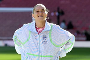 Images Dated 15th October 2023: Arsenal Women vs Aston Villa: Alessia Russo's Smile Before the Battle, Barclays WSL