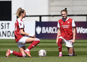 Images Dated 25th April 2021: Arsenal Women vs. Brighton & Hove Albion: Taking a Knee in Empty Meadow Park - FA WSL Match