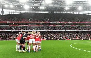 Arsenal Women vs Chelsea Women: Huddle Before Barclays Super League Clash at Emirates Stadium (2023-24)