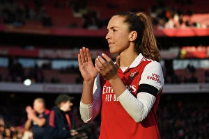 Arsenal Women v Chelsea Women 2022-23 Collection: Arsenal Women vs Chelsea Women: Lia Walti's Emotional Moment after Barclays WSL Match at Emirates