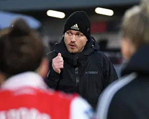 Arsenal Women V Everton Women 2022-23 Prints: Arsenal Women vs Everton Women: Jonas Eidevall's Team Talk after FA WSL Match at Meadow Park (December 2022)