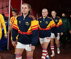 Arsenal Women V Barcelona Women 2021-22 Prints: Arsenal Women vs. FC Barcelona: A UEFA Women's Champions League Showdown at Emirates Stadium