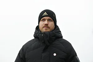 Arsenal Women V Leeds United Women - FA Cup 2023 Prints: Arsenal Women vs Leeds United Women: FA Cup Fourth Round - Jonas Eidevall Checks Pitch Condition at Meadow Park