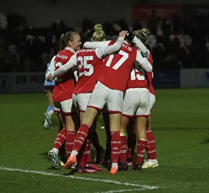 Arsenal Women V Manchester City Women - Conti Cup 2022-23 Prints: Arsenal Women vs Manchester City Women: Celebrating a Goal in the FA WSL Continental Tyres League Cup Semi-Final